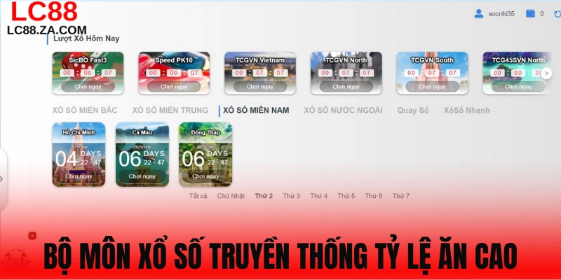 Xổ số LC88 truyền thống tỷ lệ ăn cao ngất